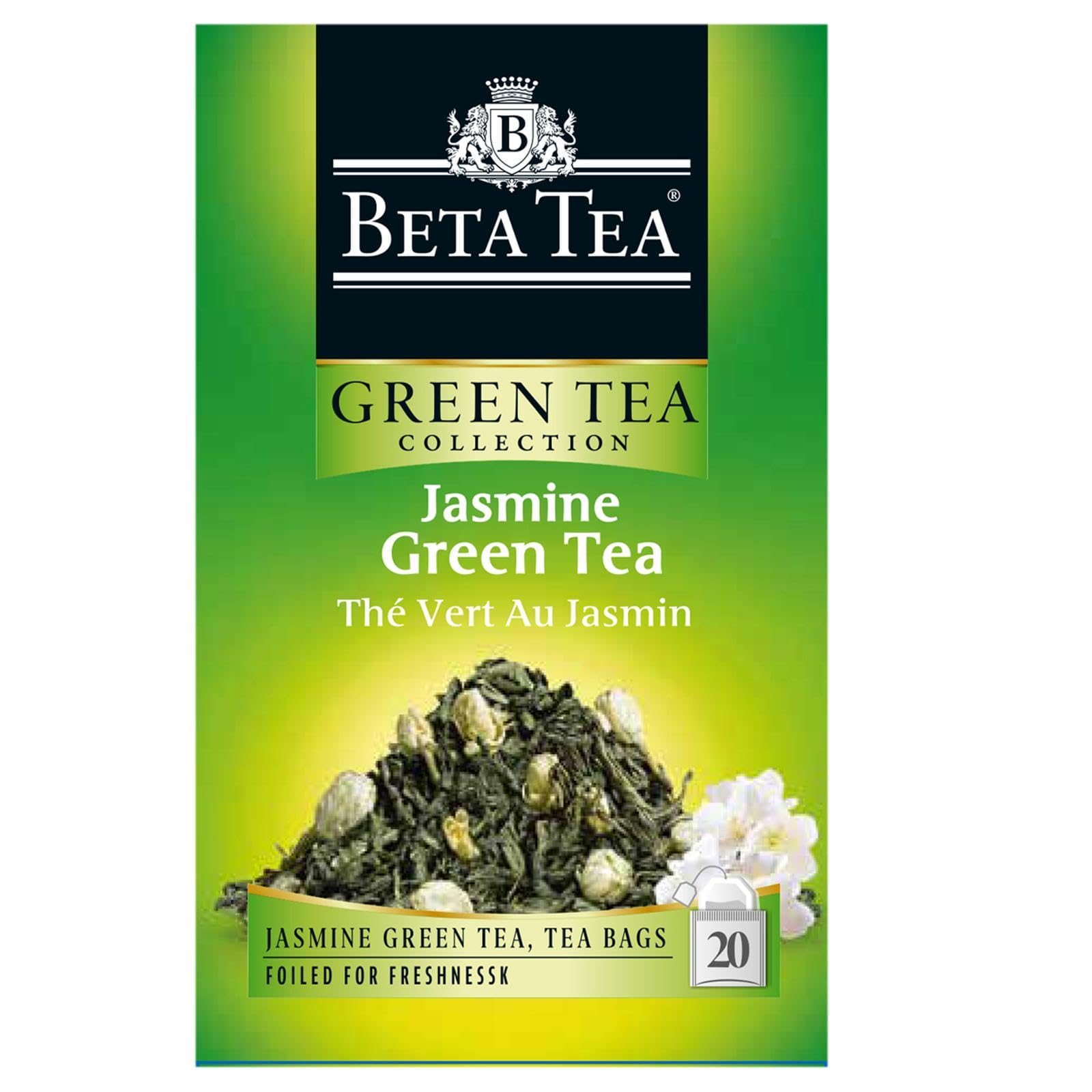 Jasmine Green Tea Bags package by Beta Tea